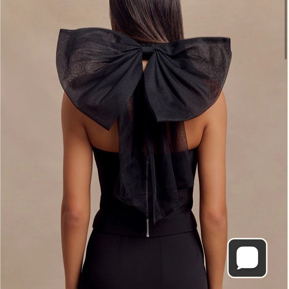 Meshki Black Halter Top with Bow Detail - Picture 2 of 5